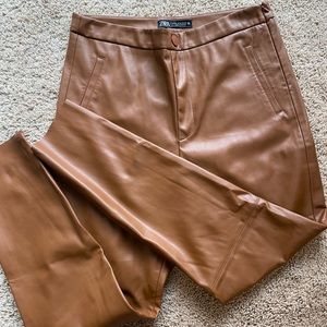 Zara brown leather trousers